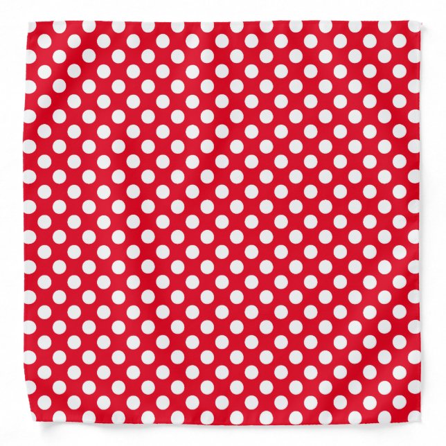 White and Red Polka Dots  Bandana (Front)