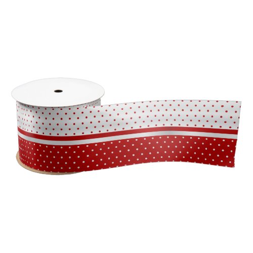 White and Red Polka Dots Satin Ribbon