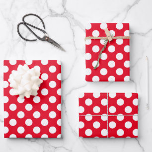 White and Red Polka Dots Wrapping Paper Sheets