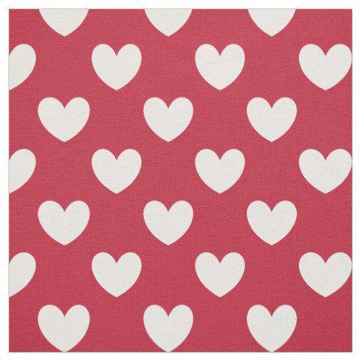 White and red polka hearts fabric