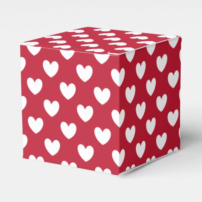 White and red polka hearts favor boxes (Front Side)