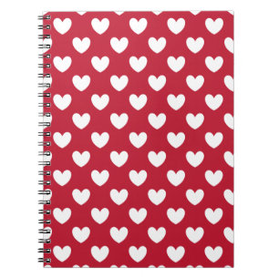 White and red polka hearts notebook