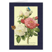 White and Red Roses Botanical Art Card (Front)