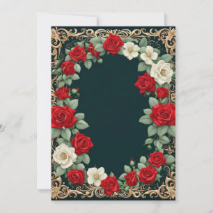 White and Red Roses Custom Text Wedding Invitation