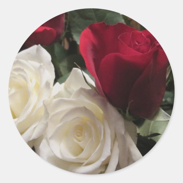 White and Red Roses Stickers Envelope Seals (Front)