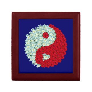 White and Red Roses Yin Yang Jewelry Box