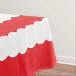 White and Red Scalloped Stripe Tablecloth<br><div class="desc">Inspired by the fluffy white fur of Santa's warm winter coat and pants,  this modern table cloth features a pattern of alternating red and white scalloped stripes. This modern stripe adds a touch of whimsy and a hint of Scandinavian cool to your Christmas holiday entertaining and table top.</div>