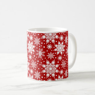 White And Red Snowflakes Seamless Pattern Coffee Mug