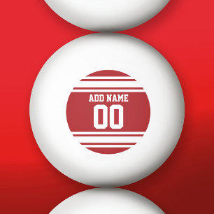 White and Red Sports Jersey Custom Name Number Ping Pong Ball