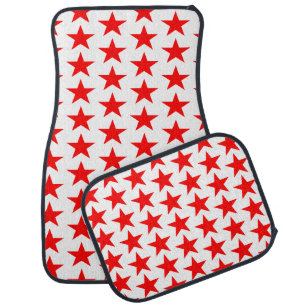 White And Red Stars Car Floor Mat