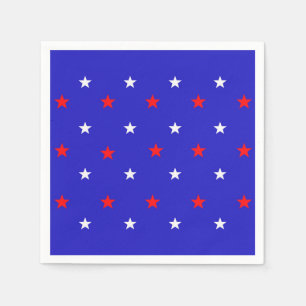 White and Red Stars - Starry Sky Pattern Napkins