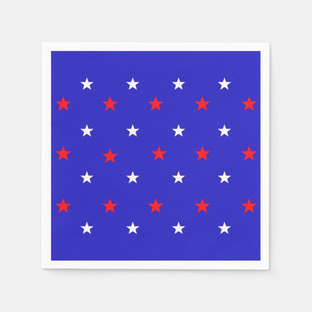 White and Red Stars - Starry Sky Pattern Napkins (Front)