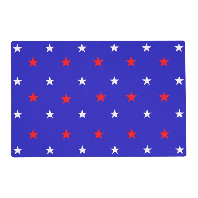 White and Red Stars - Starry Sky Pattern Placemat (Front)