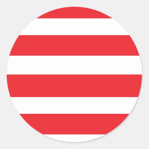 White and red striped classic round sticker