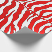 White And Red Tiger Stripes Animal Print Wrapping Paper (Corner)
