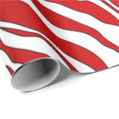 White And Red Tiger Stripes Animal Print Wrapping Paper (Roll Corner)