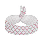 White and Red Trellis, Lattice, Quatrefoil Elastic Hair Tie