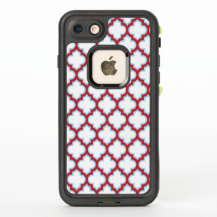 White and Red Trellis, Lattice, Quatrefoil