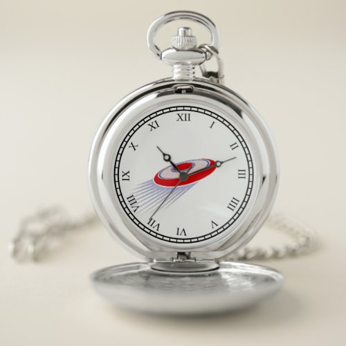 White and Red Ultimate Frisbee Pocket Watch