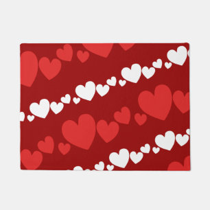 White and Red Valentine's Day Hearts Doormat