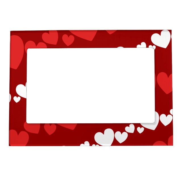 White and Red Valentine's Day Hearts Magnetic Frame (Front)