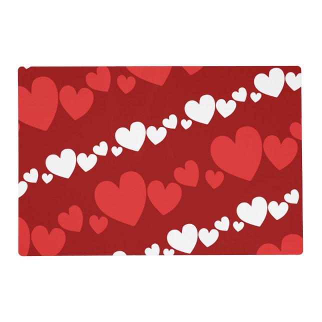 White and Red Valentine's Day Hearts Placemat (Front)