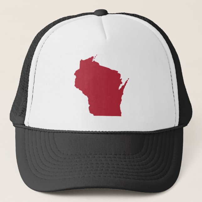 White and Red Wisconsin Trucker Hat (Front)