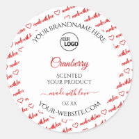 White and Red Word Cloud Product Labels with Logo