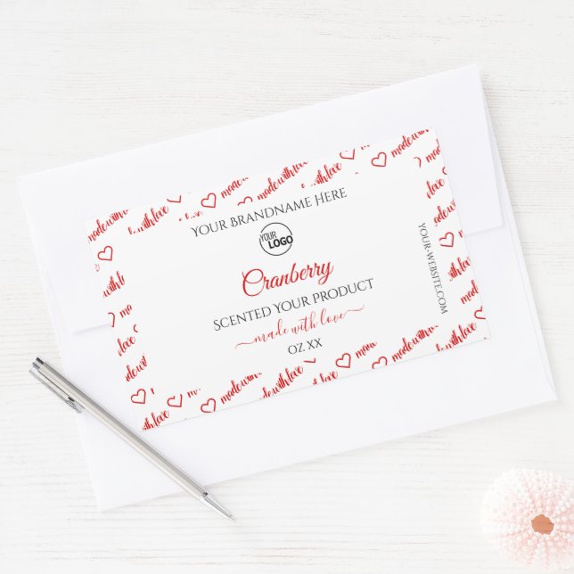White and Red Word Cloud Product Labels with Logo (Envelope)