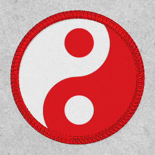 White and Red Yin and Yang Symbol Patch