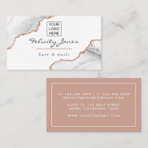 White and Rose Gold Agate Add Logo