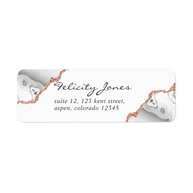 White and Rose Gold Agate Label (Front)