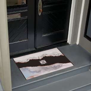 White and rose gold agate stone business doormat