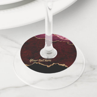 White and Rose Gold Agate Wine Glass Tag