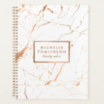 White and Rose Gold Marble Appointment Book Planner<br><div class="desc">A luxe white and faux rose gold marbled background provides a chic aesthetic to this professional appointment book. Your name or business name is elegantly styled in a faux rose gold framed box on the front cover. Great for beauty salons, hair stylists, spas, wedding planners, event planners, teachers and more....</div>