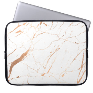 White and Rose Gold Marble Designer Laptop Sleeve