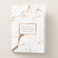 White and Rose Gold Marble Designer Personalized