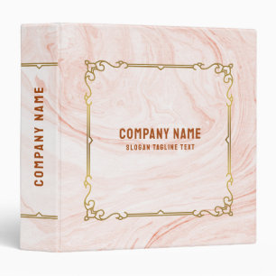 White and rose gold marble with vintage gold frame 3 ring binder