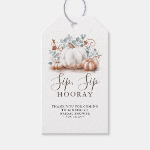 White and Rose Gold Pumpkin Fall Sip Sip Hooray Gift Tags