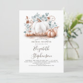 White and Rose Gold Pumpkins Fall Bridal Shower Invitation (Standing Front)