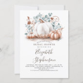 White and Rose Gold Pumpkins Fall Bridal Shower Invitation (Front)