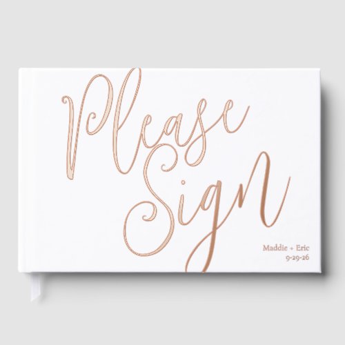 White and Rose Gold SImple Guest Book Signature