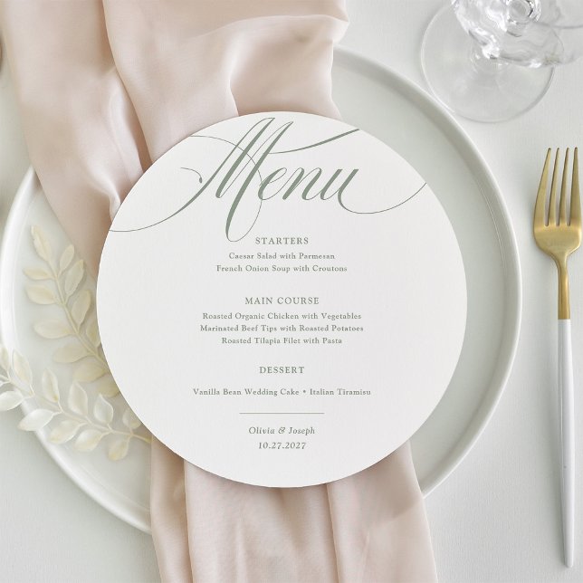 White and Sage | Classic Italian Elegance Wedding Menu (Creator Uploaded)