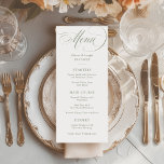 White and Sage | Classic Italian Elegance Wedding Menu<br><div class="desc">These elegant, white and sage green wedding menu cards feature classic, old-world style with romantic calligraphy. Add your dinner choices for starters or appetizers, first course, main course or entrée, and desserts. Set the tone for your luxe, sophisticated Italy inspired wedding reception or rehearsal dinner, or bridal shower or couples...</div>