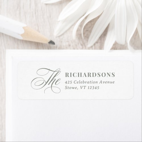 White and Sage Green | Calligraphy Return Address Label