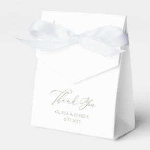 White and Sage Green Classic Italian Wedding Favor Boxes