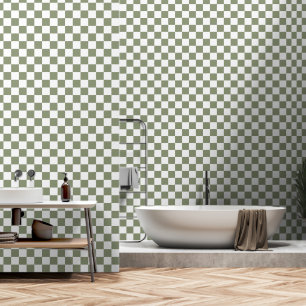 White and Sage Green color peel and stick Wallpaper