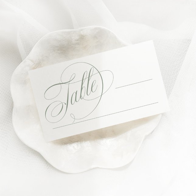 White and Sage Green | Italian Elegance Wedding Place Card (Creator Uploaded)