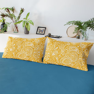 White and Sage-Green Paisley Pattern Pillow Case