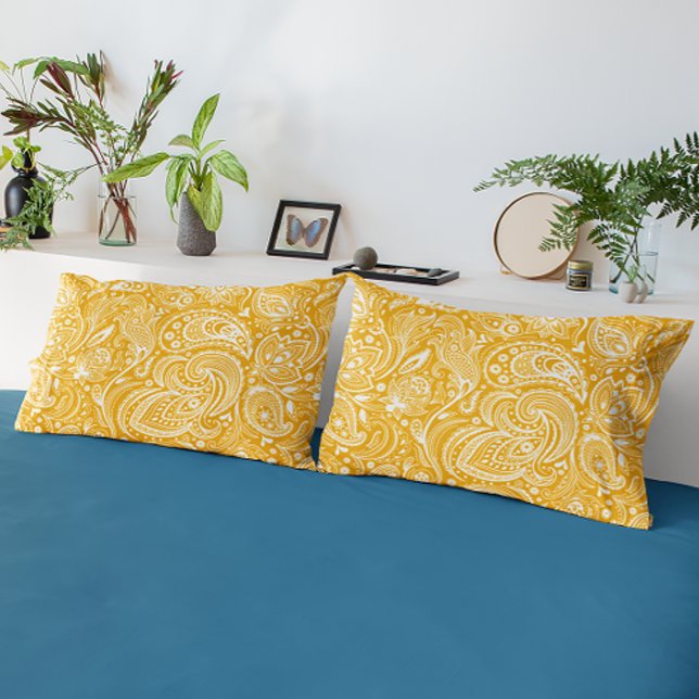 White and Sage-Green Paisley Pattern Pillow Case (Creator Uploaded)